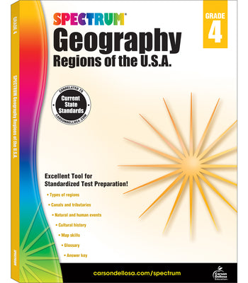 Spectrum Geography 4th Grade Workbook, Ages 9 to 10, Grade 4 Geography Workbook, United States Regions, Cultural and Natural History in America, and US Map Skills - 128 Pages (Volume 94)