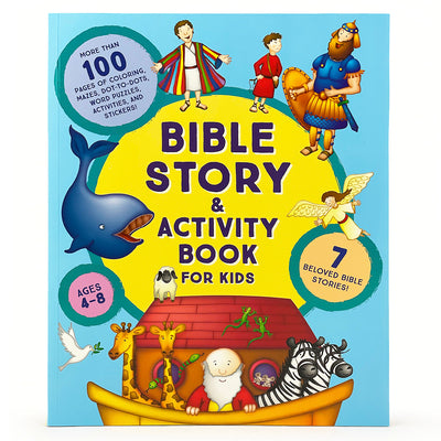 Bible Story and Activity Book for Kids Ages 4 to 8: Over 100 Colorful Activities including Coloring, Puzzles, Mazes, Connect the Dots, Drawing, and Stickers (Little Sunbeams)